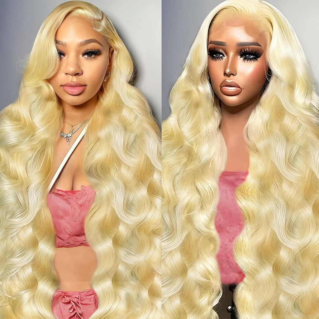 Hand-woven Front Lace Synthetic Wigs Golden Big Wave Long Curly Hair