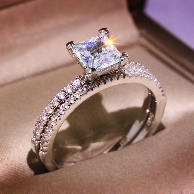 Popular White Zircon Ring Set Jewelry Ring