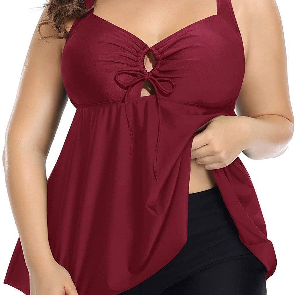 Tummy-control Swimsuit Top With Shorts Plus-size Swimsuit