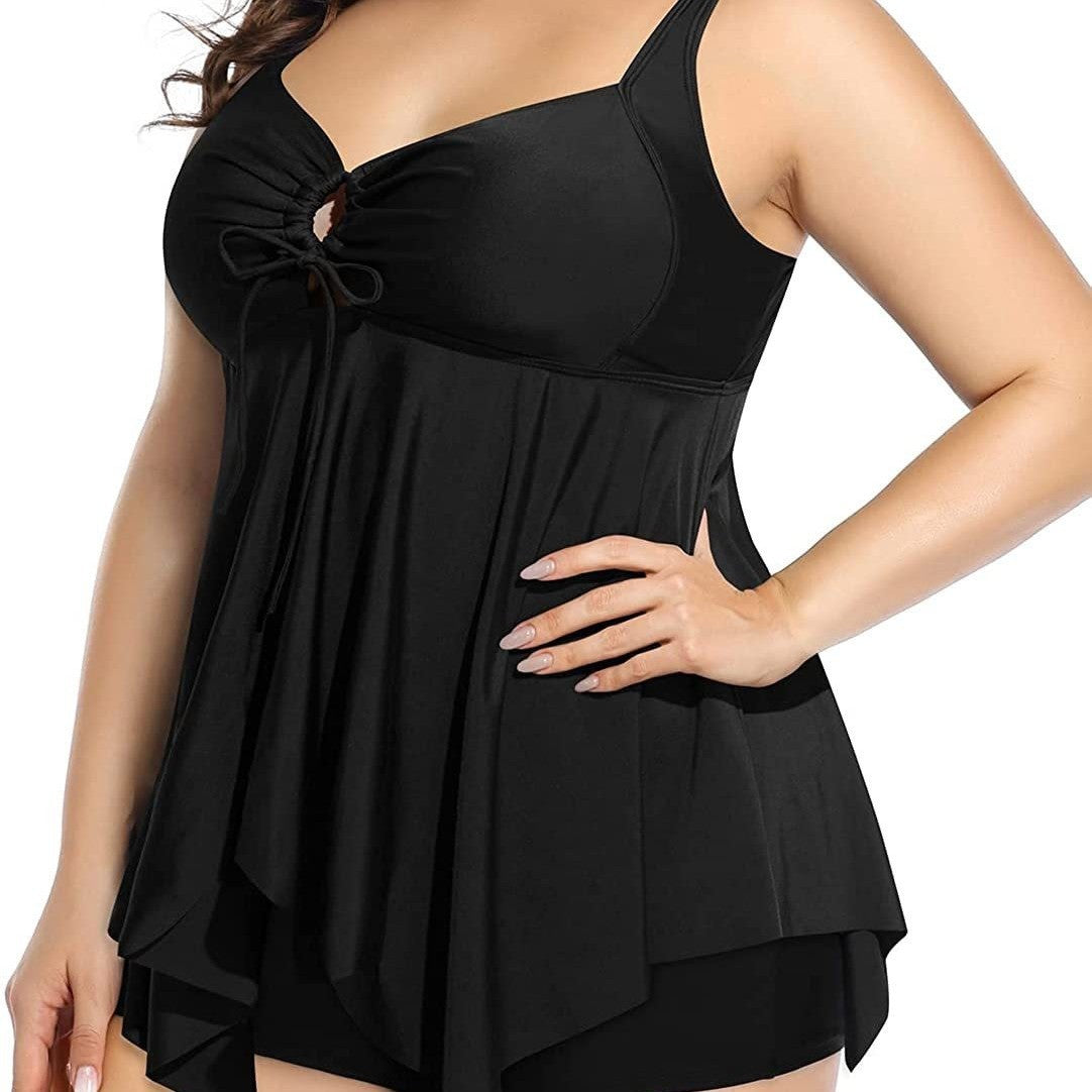 Tummy-control Swimsuit Top With Shorts Plus-size Swimsuit