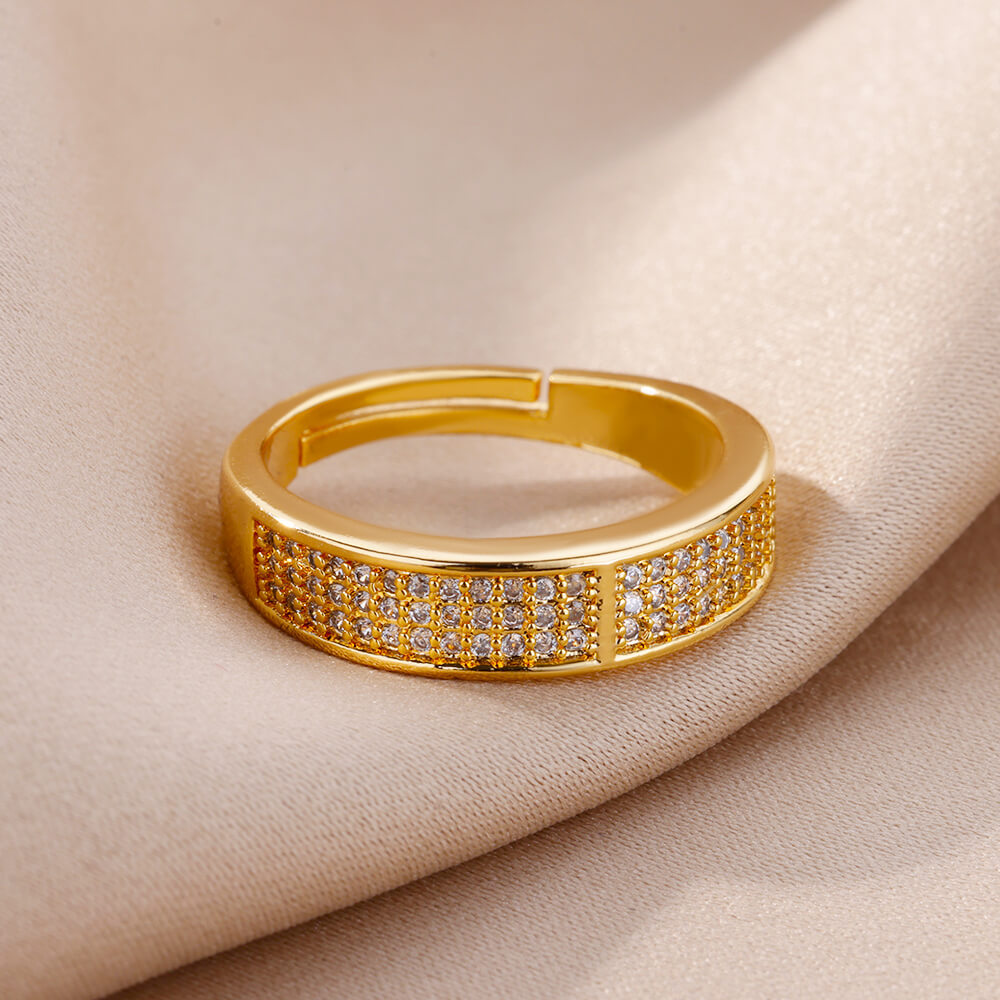 18k Gold-plated Ring, Niche And Unique, With Diamond Setting