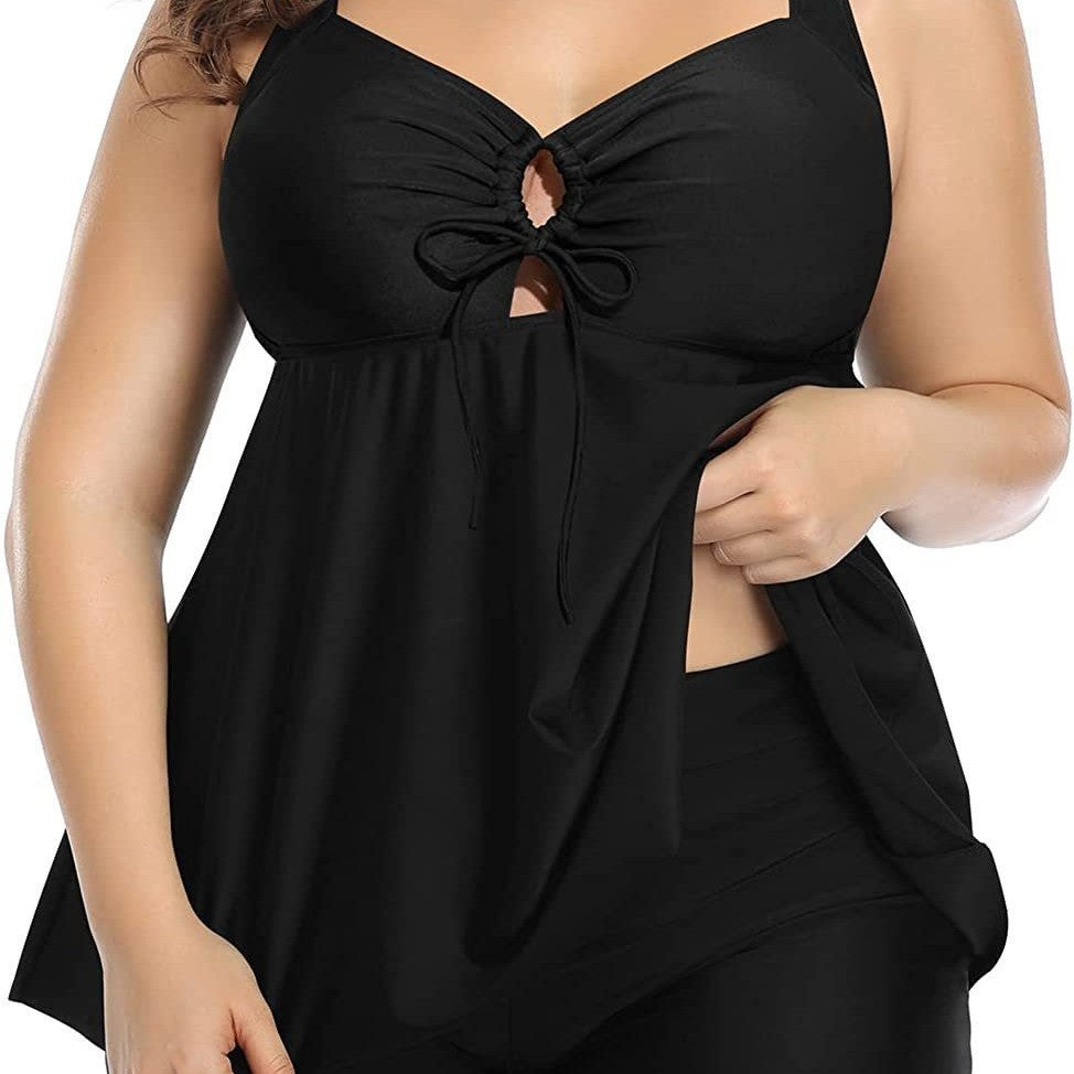 Tummy-control Swimsuit Top With Shorts Plus-size Swimsuit