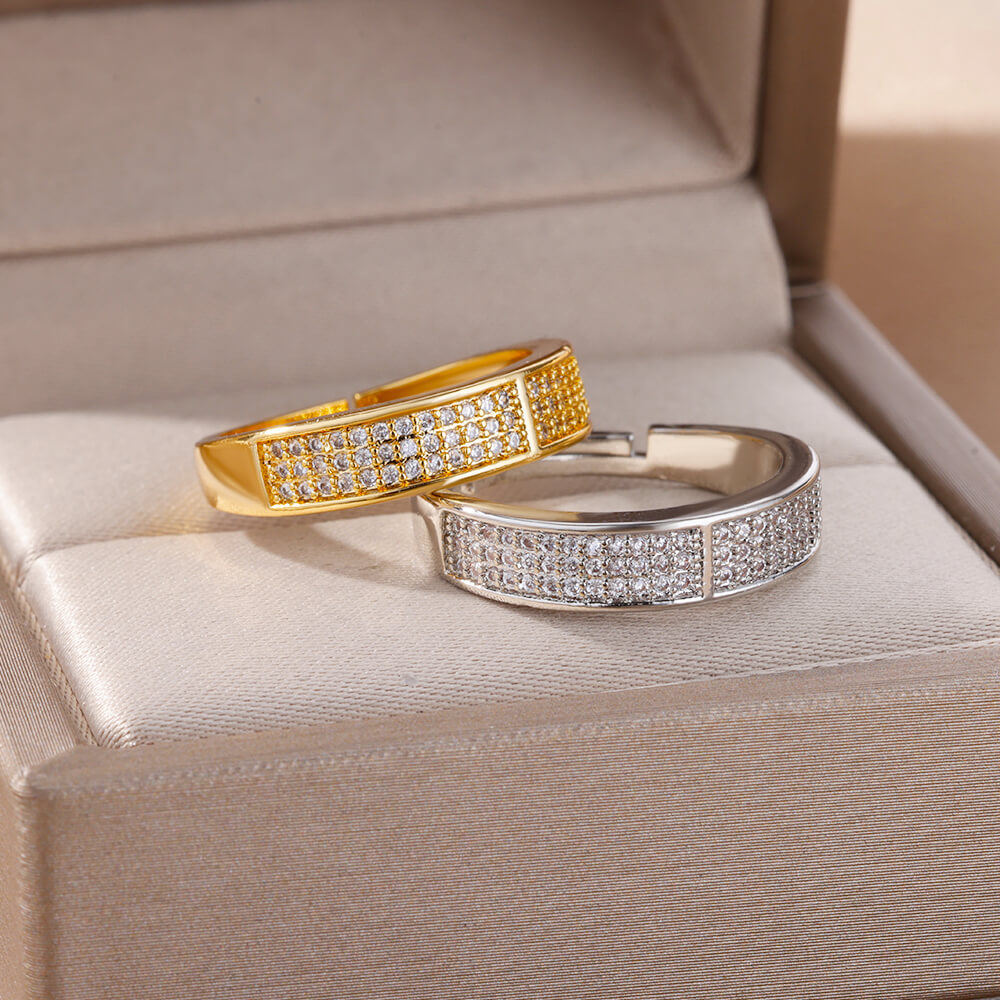 18k Gold-plated Ring, Niche And Unique, With Diamond Setting