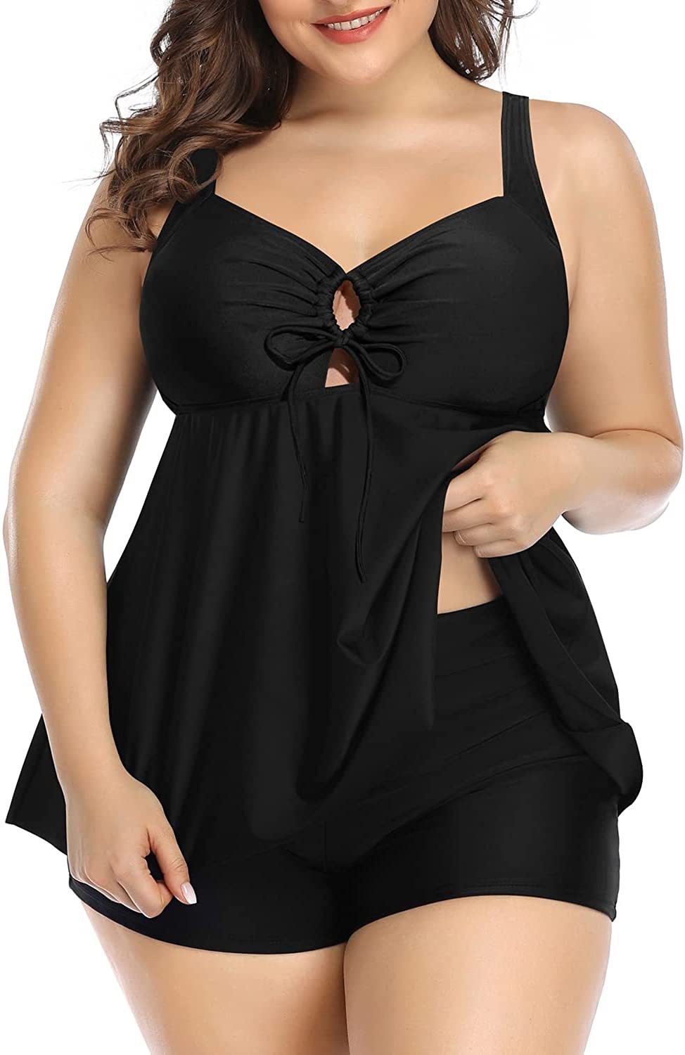 Tummy-control Swimsuit Top With Shorts Plus-size Swimsuit