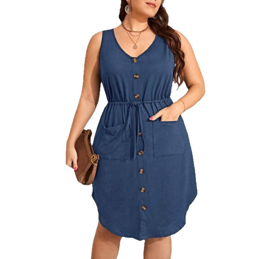SpringSummer Plus-Size Tank Top Loose Sleeveless Womens Dress