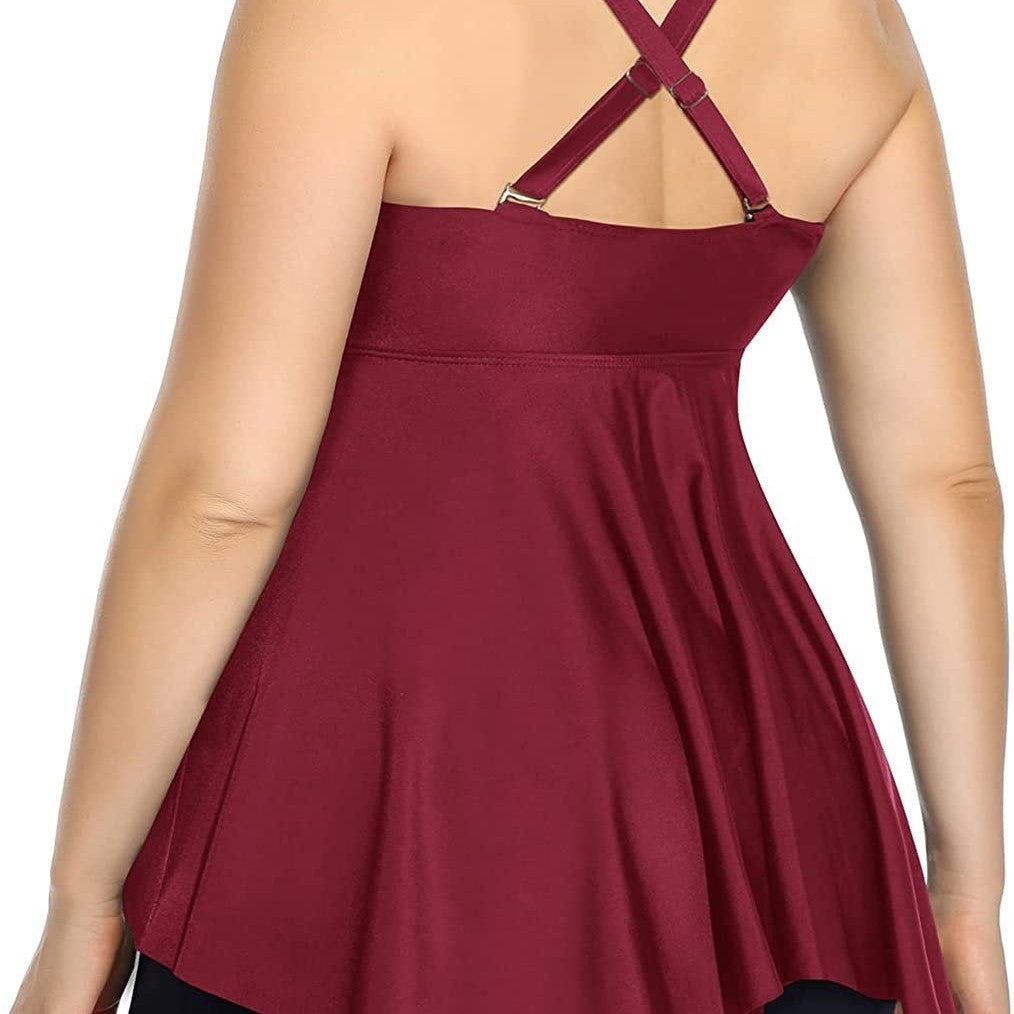 Tummy-control Swimsuit Top With Shorts Plus-size Swimsuit
